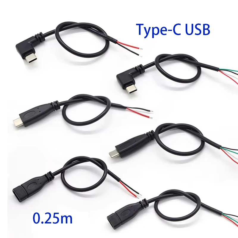 

2-cores 4-cores USB-C 0.25M/1m/2m DIY Repair Cable Welding Wire USB Type C Male Female Plug Power Supply Charger Connector