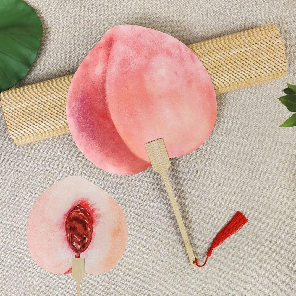 Fruit Round Fan Home Decor Hand Fan Portable Fruit Print Handheld Fan for Outdoor Travel Camping Lightweight Wooden for Summer