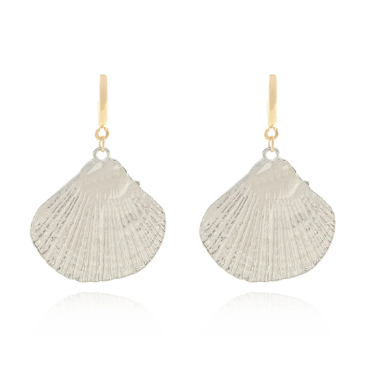 Fashion Ocean Style Long C-Shaped Alloy Shell Pendant Earrings Exaggerated Ocean Animal Earrings Women