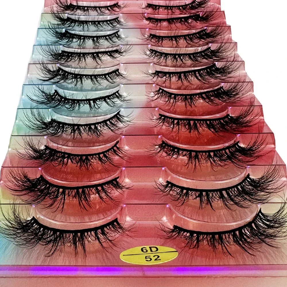 AMSDCN Schwarze Nerz-Kunstwimpern, 3D Nerz-Wimpern, dicke, natürliche, voluminöse Wimpern, wiederverwendbare Make-up-Wimpern
