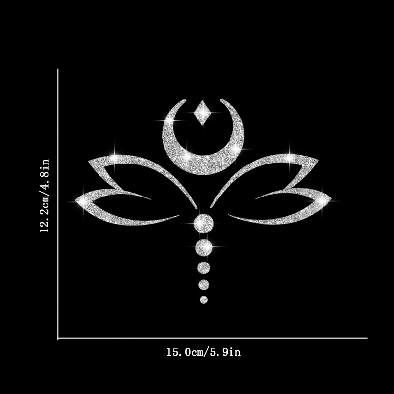 Crescent Moon Dotwork Dragonfly Decal, Sparkling Glitter Decals, Wall Sticker, Doors Sticker, Car Sticker