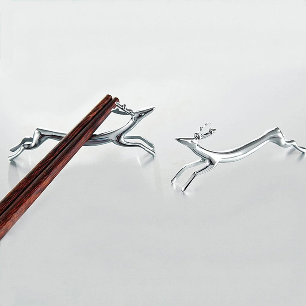 

Zinc Alloy Deer Design Chopsticks Rest Spoon Forks Stand Tableware Rack for Home Celebration Silver Chopsticks Stand