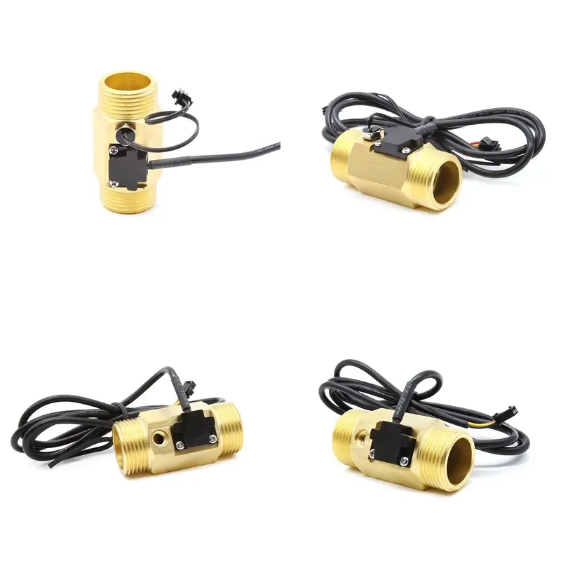 25mm Turbine Flow Meter for Water Oil Fuel Brass Copper 1'' Hall Sensor with 50K Temperature Probe 2-50L Counter Meter