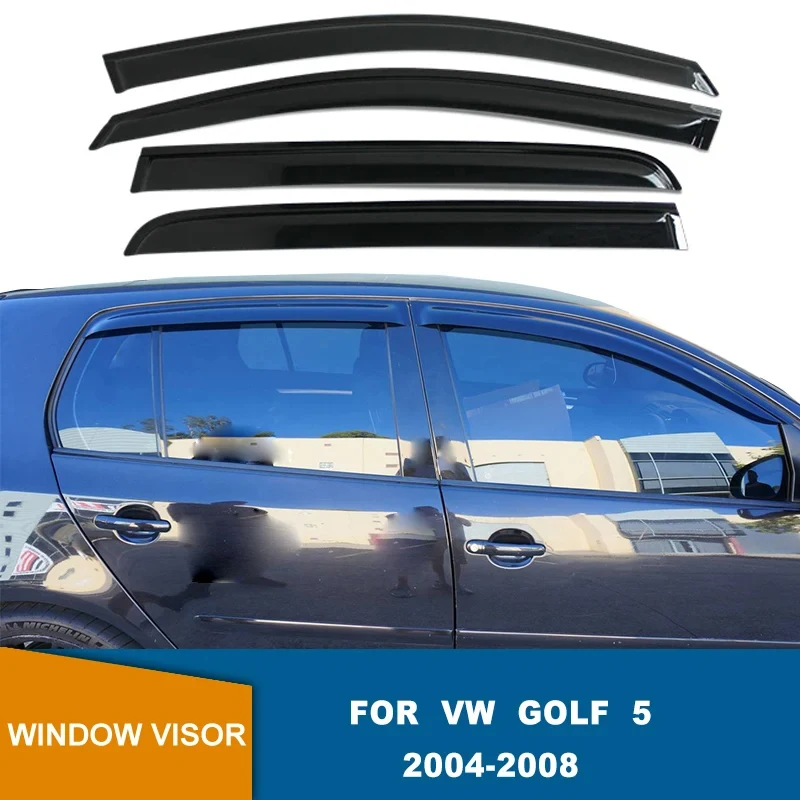 Side Window Deflectors For VW Golf 5 V MK5 TDI GTI R32 2004 2005 2006 2007 2008 Sun Rain Guard Door Visor Weathershield