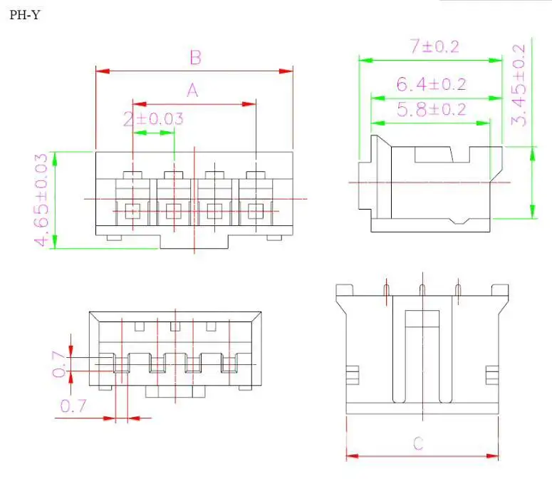 50 Stück PH2.0 Steckverbinder, Anschlussdurchmesser 2 mm, Kunststoffgehäuse, Stecker 2P 3P 4P 6P 7P 8P 9P 10P – Detail 1