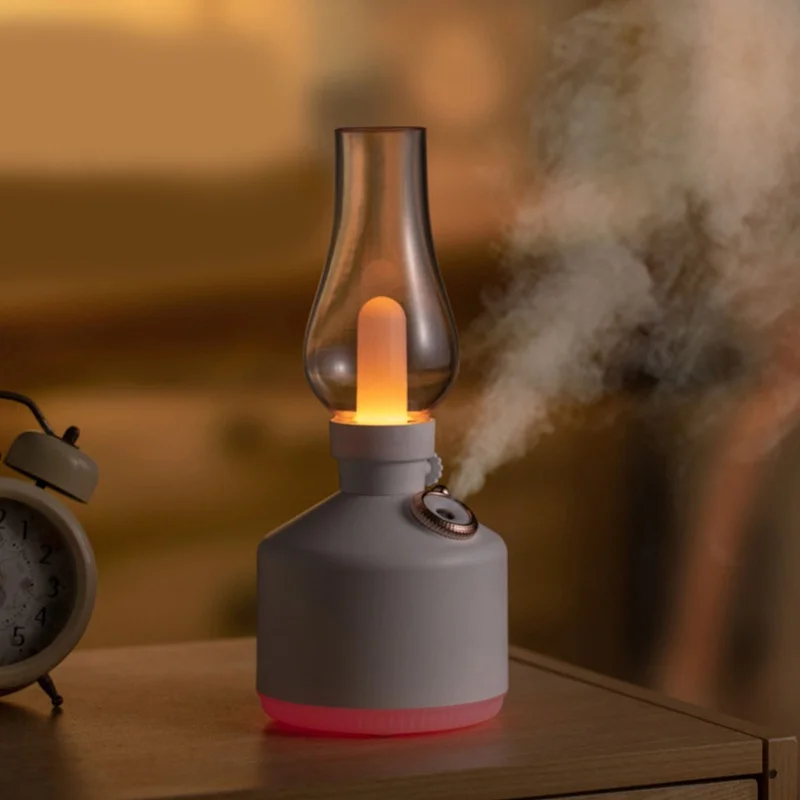 Portable Aroma Diffuser Humidifier Vintage Desk Lamp USB Charging Dimmable Quiet Mist Sprayer For Home Bedroom Office