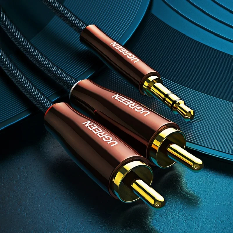 Ugreen RCA Cable 2RCA to 3.5MM AUX Audio Line Jack for Home Theater Stereo Audio Cable Braided