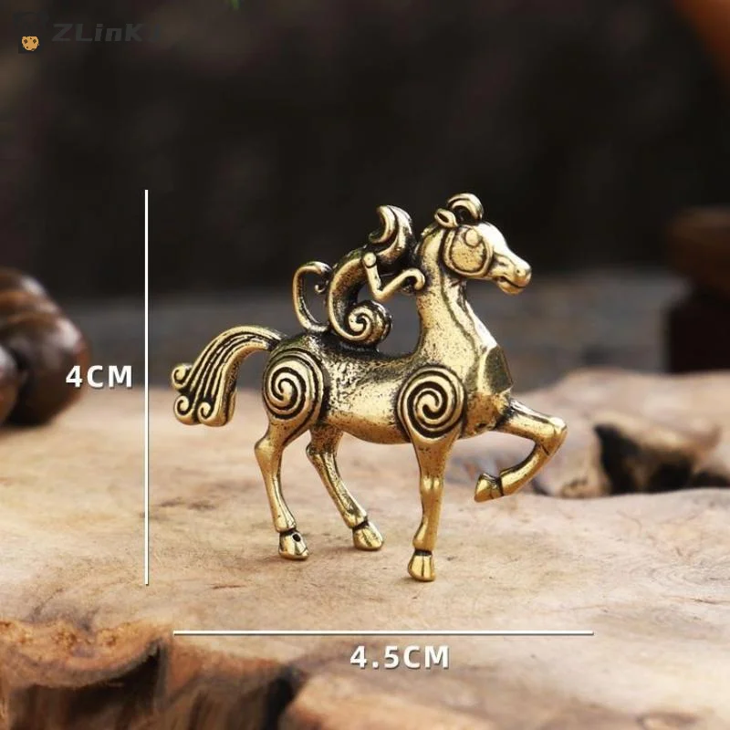 ▶ 1 Stücke Pferdefiguren 2026 Jahr des Pferdes Messing Feng Shui Miniaturen Segne Sie Ihren Karriere mit Erfolg Home Office Desktop Dekoration