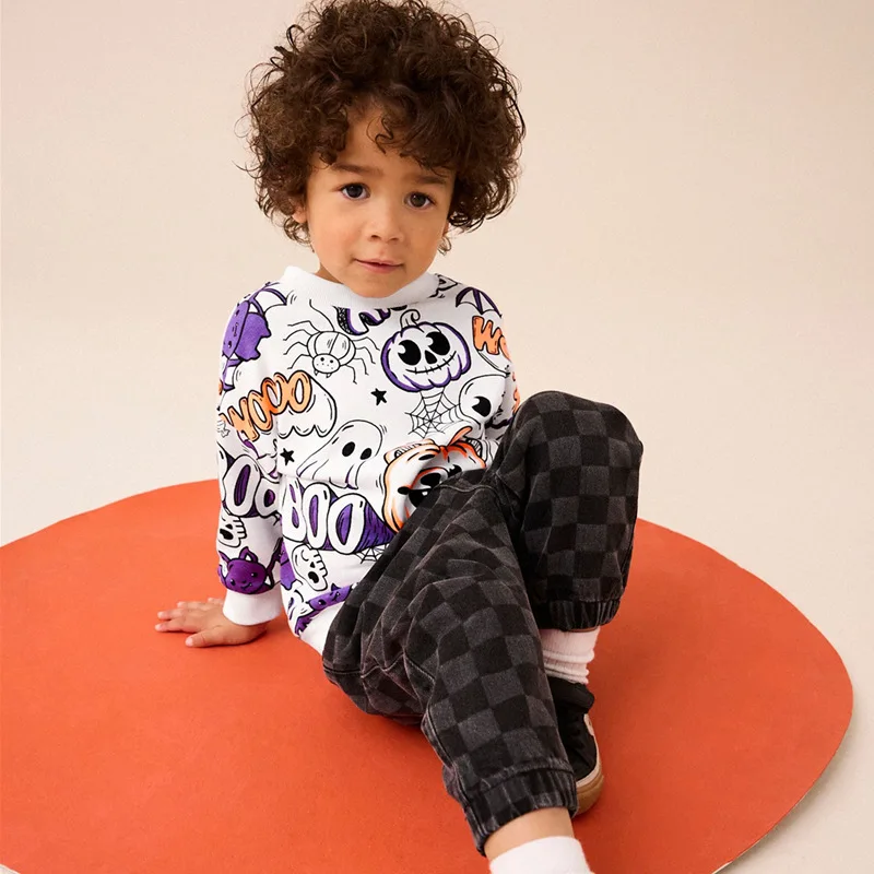 

Halloween Pattern Children's Sweatshirt New Children's Sweatshirt for Young and Middle-aged Children Long Sleeve Round Neck Pull