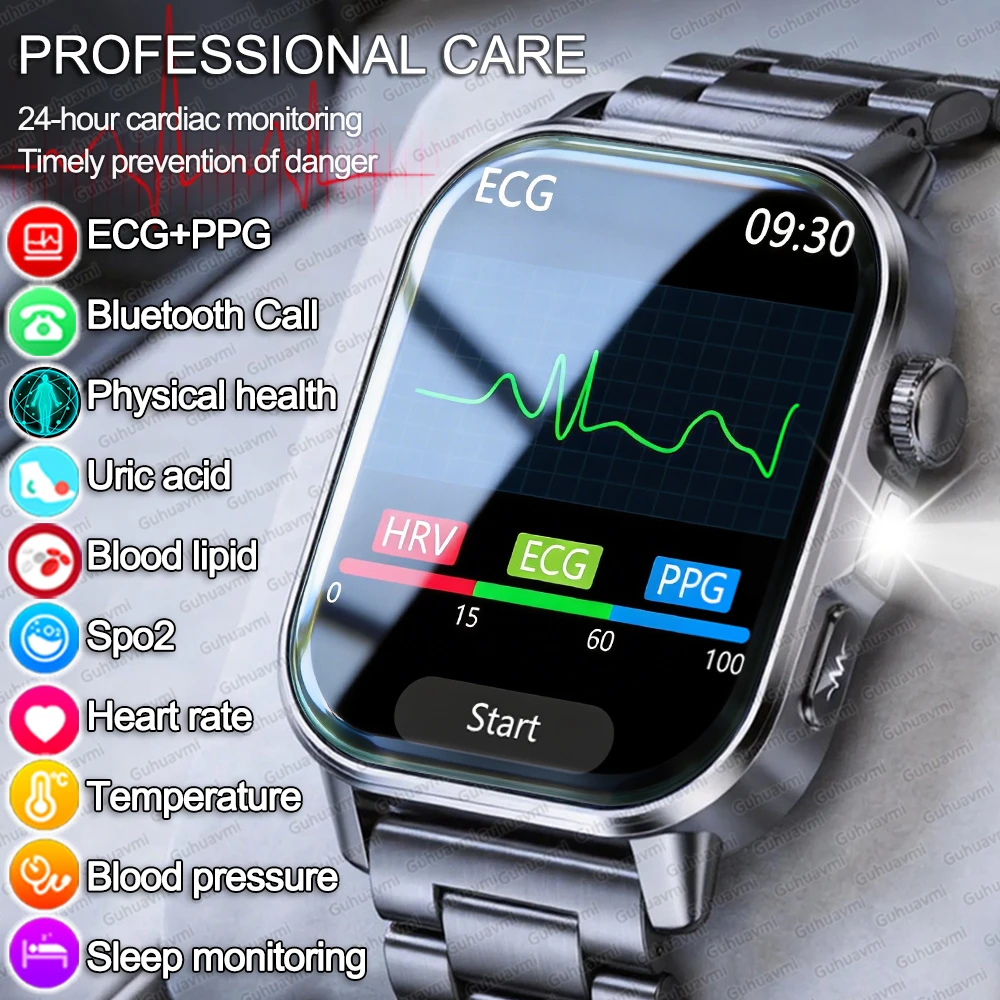

2026 New ECG+PPG Physical care Smart Watch Viscera Monitor Clock Men Blood lipids Uric acid Body analysis Sport Call Smartwatch