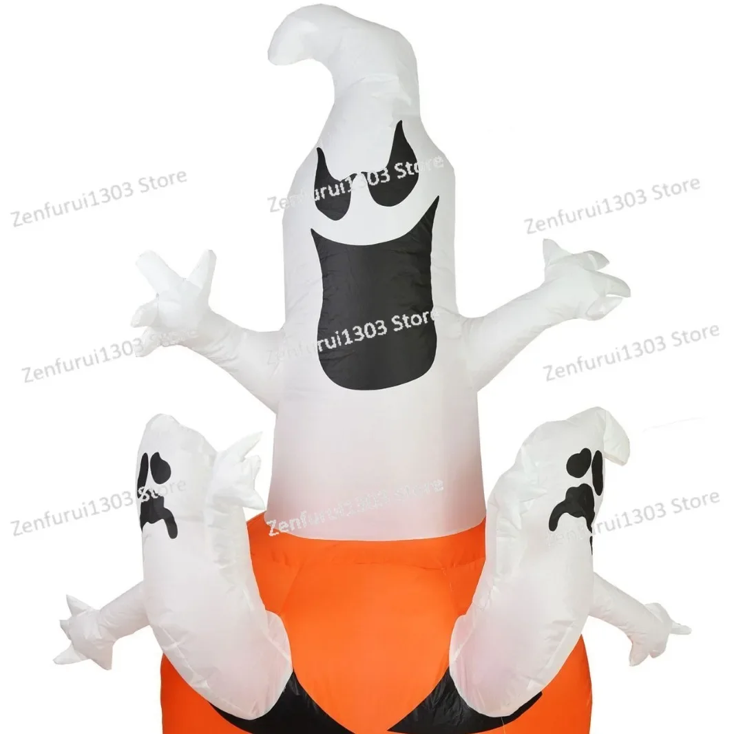 

Halloween decoration, inflatable air model 1.8 meters luminous white ghost ghost pumpkin with lamp, garden decoration air model
