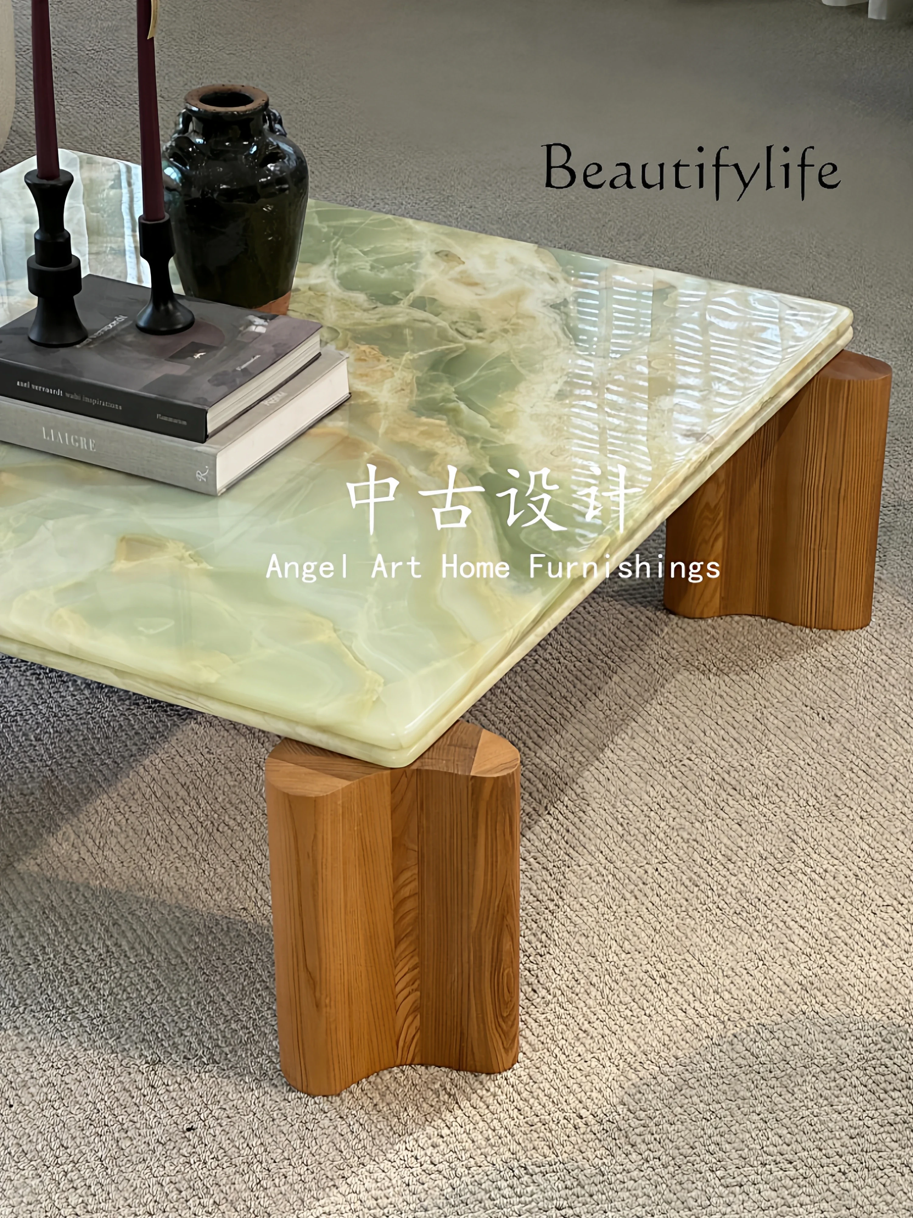 طاولة قهوة من الخشب الصلب والرخام المنزلي مصممة من العصور الوسطى، طاولة قهوة فاخرة لغرفة المعيشة على الطراز الفرنسي القديم