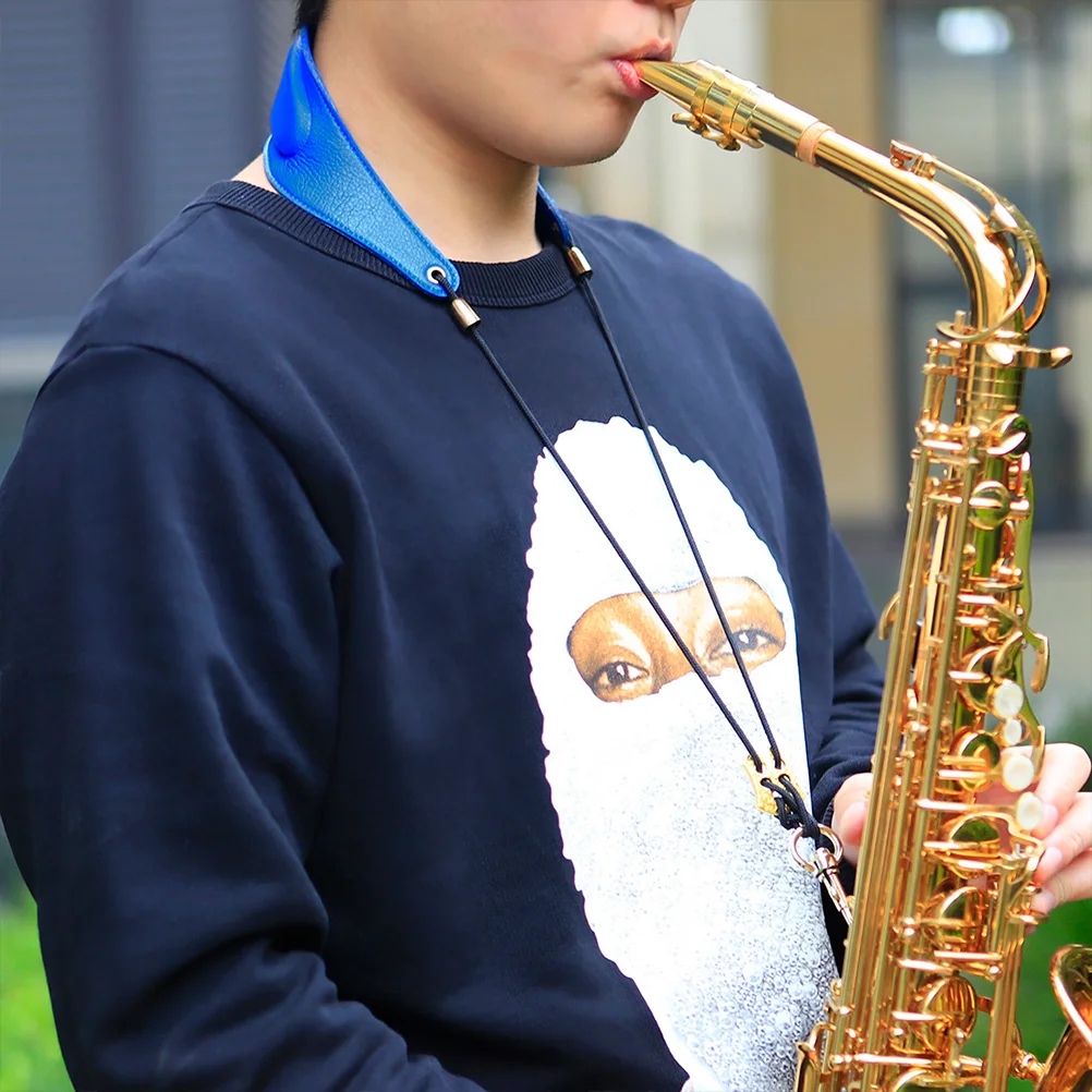 

Neck Strip Saxophone Strap Harness Shoulder Adjustable Alto Woman Men Blue Double Miss