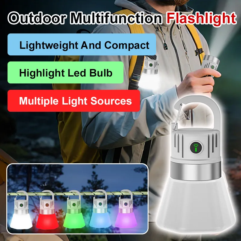 RGB Colorful Mini Bottle Cap Light Rechargeable LED Camping Lamp Waterproof Portable Emergency Flashlight Outdoor Light