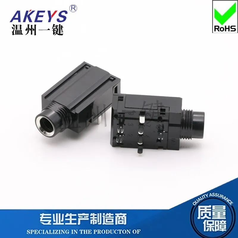 PJ-604A 102.7.11 6.35mm Stereo 7-Pin Headphones Jack Microphone Stereo Amplifier Connector