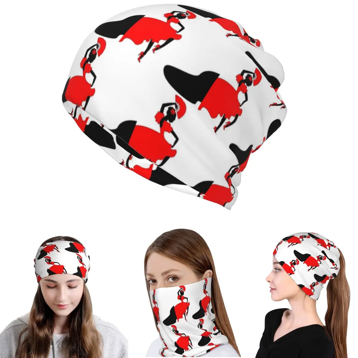 

Flamenco Dancer Ole Bandana Neck Gaiter Wrap Scarf Multifunction Face Mask Beanies Hat for Men Women Adult Washable