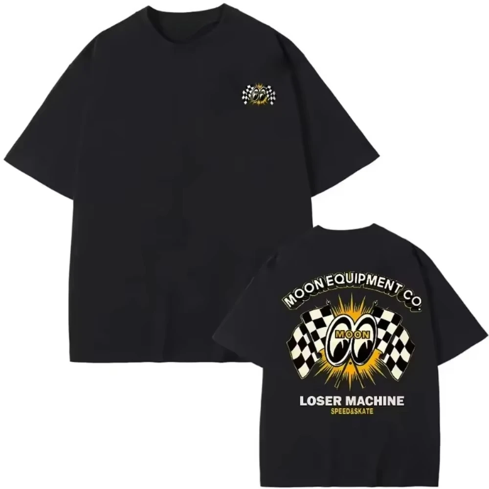 2026 Hot Rod Racing Graphic T‑Shirt For Kids Adults Retro Car Culture Chest‑Back Print Loose Fit Short Sleeve Street Casual Tee
