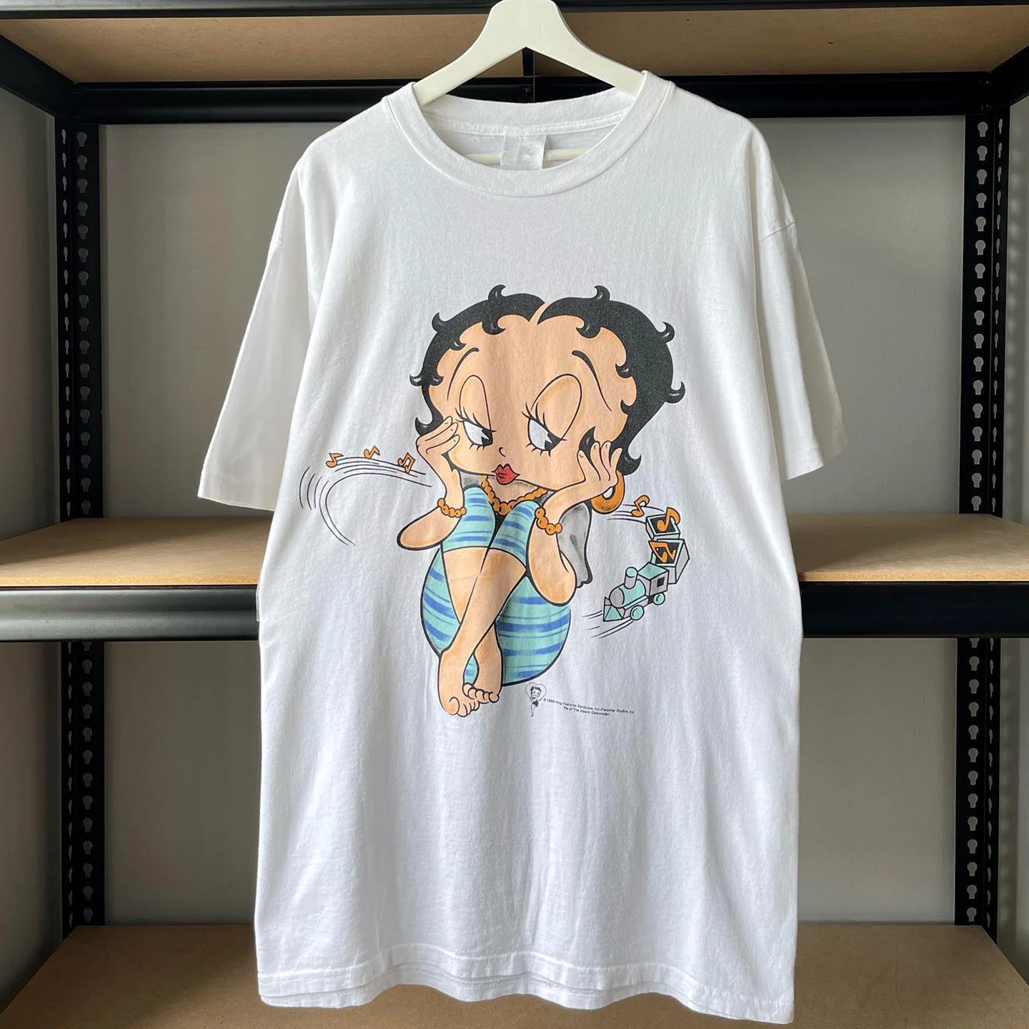Betty Doll Heavyweight Trendy Brand Design Short Sleeve T-Shirt American Retro Half Sleeve Cotton round Neck Loose Fit Printed