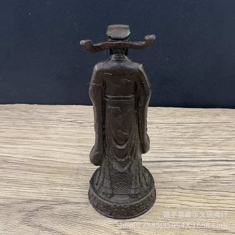 Antique Wealth God Figurine Holding Gold Ingots, Ruyi for Attracting Fortune, Home and Office Decorative Craft Ornament