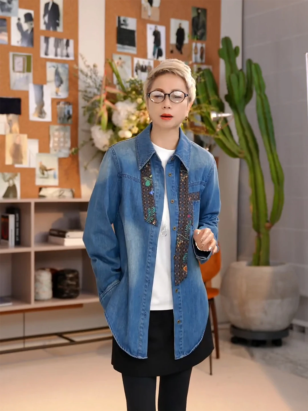 

Свободная женская джинсовая рубашка из смесового хлопка в универсальном повседневном стиле, дизайн в гонконгском стиле, MGX Qingbi