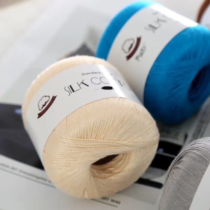 200g pure silk cotton bud silk thread, 100% pure cotton fine yarn used for hand weaving hollowed out shawl sweaters and hats