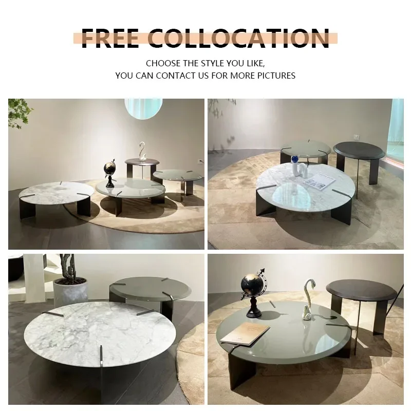 Custom Side Coffee Table Set Wood for Home Furniture Marble Top High End Round Modern Coffee Tables