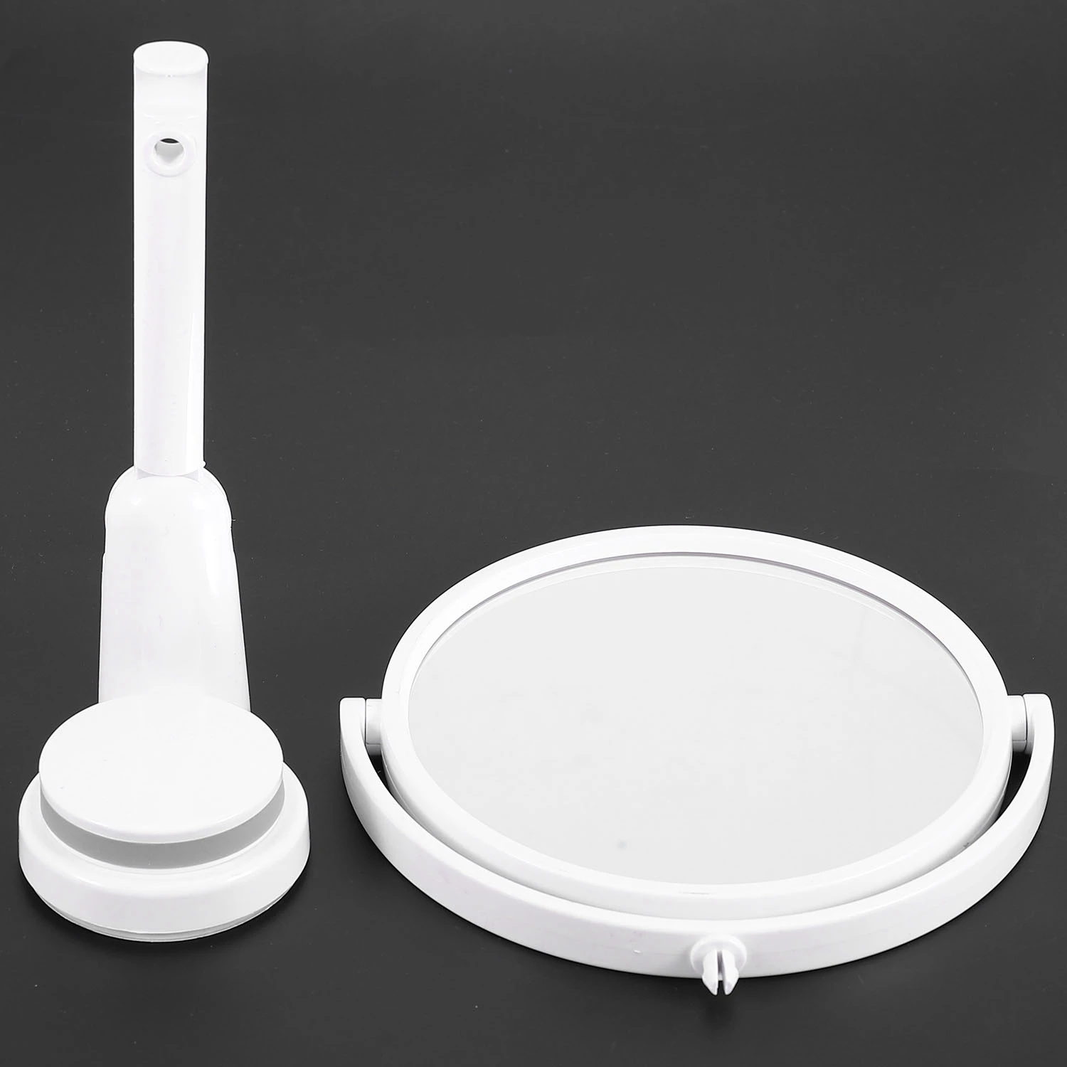 Modern Drill-Free Bathroom Mirror 2 Side Makeup Vanity Shave Mirrors Wall Suction Folding Arm Extend Round Bath Accessories-ABXK