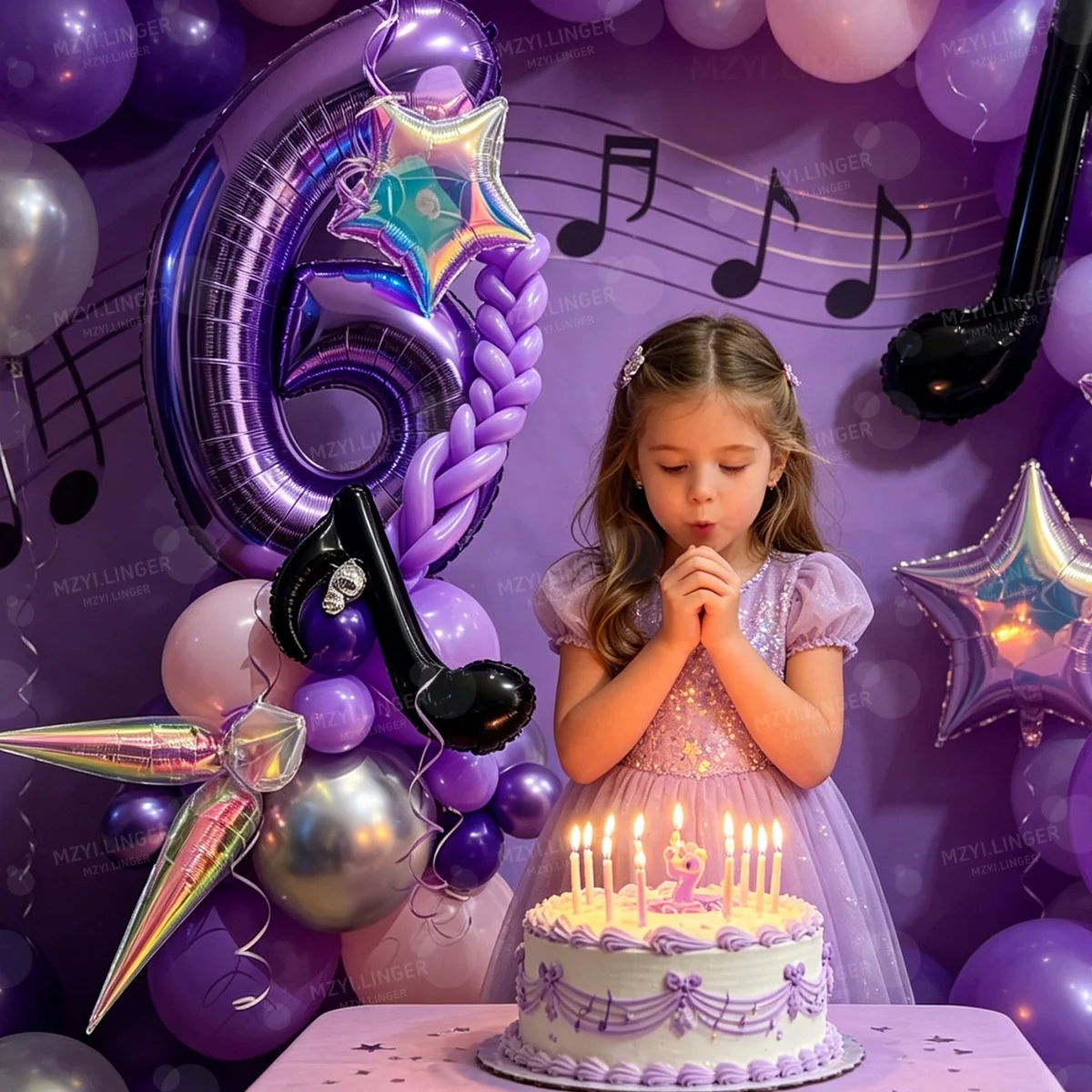 Music Themed Birthday Balloon Column Set, Including Note Balloons for Music Themed Birthday Party Decoration and Disco Theme view 5