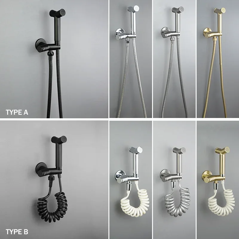 

Brass Bidet Single Cold Faucet Push Button Switch Handheld Bidet Spray Shower Set Toilet Shattaf Sprayer Rinse Sanitary Shower
