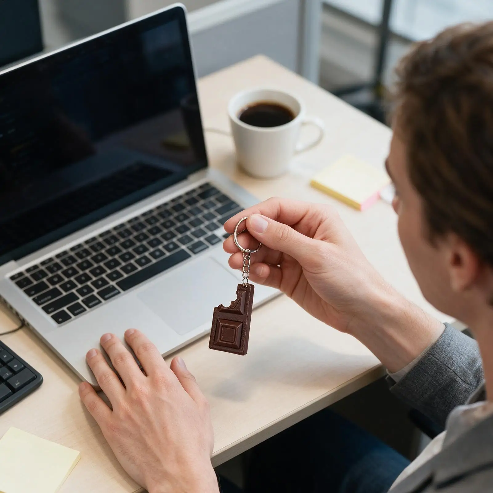 Keyboard Fidget Toy 3D Printed Realistic Chocolate Shape Bag Charm Fidget Keychain for Kids Adults Game Lovers Backpack Purse