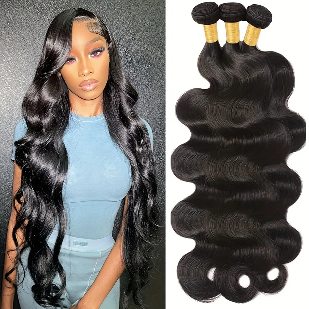 ブラジリアンヘア織りバンドル 8-30 インチ実体波バンドル 100% ブラジル人毛ウィッグ 1B 黒色女性のための