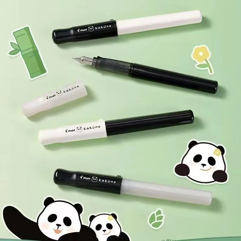 Japońska pióro wieczne PILOT Kakuno Panda Limited Edition, końcówka F, luksusowa żywica, różowe pióro na tusz, zestaw prezentowy. — zdjęcie produktu 3