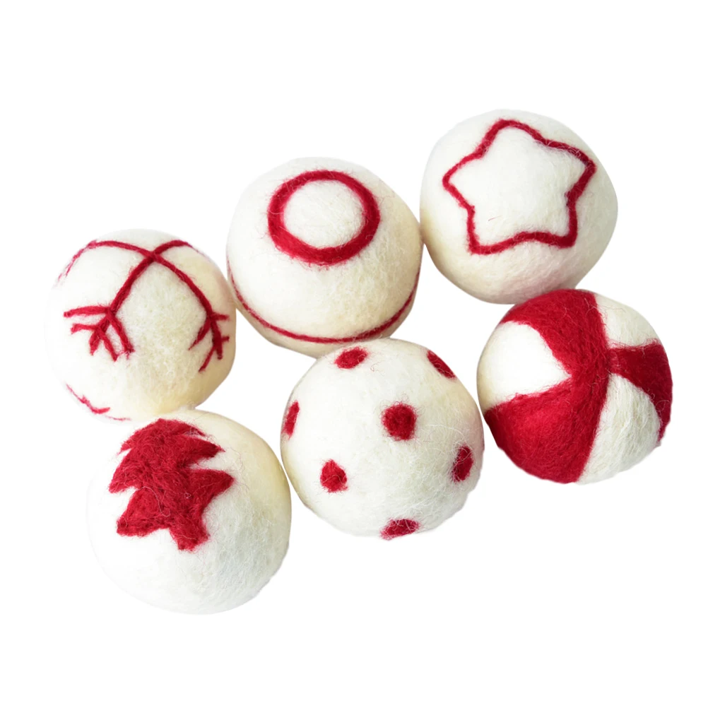 

6 Pcs Wool Ball Pendant Decoration Christmas Ornaments Felt Tree Decorations Balls Knit