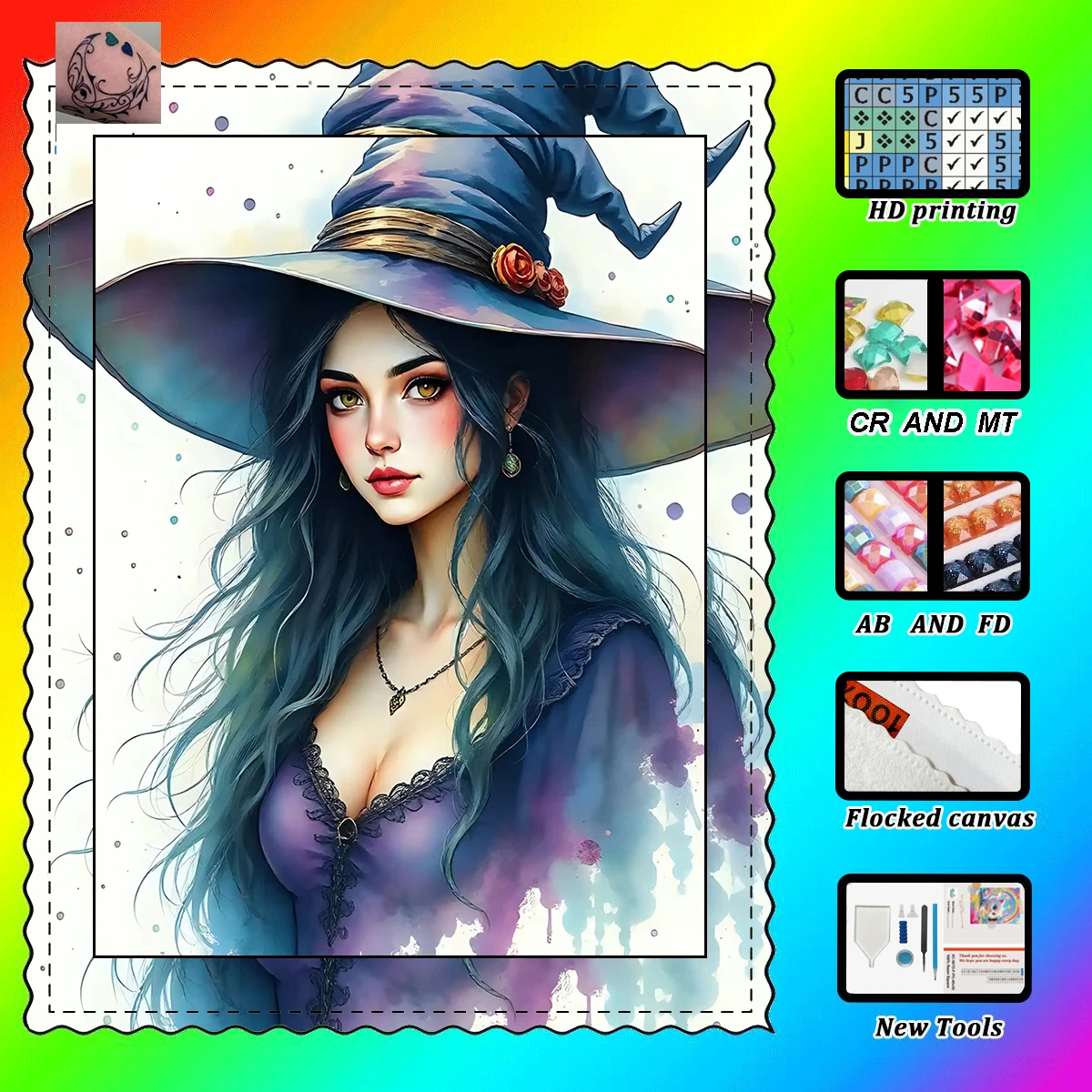 

【Maff Padial DIAMOND ART】witch Resin Diamond AB Diamond Crystal Diamond Fairy Dust Diamond Painting Rhinestone Artwork