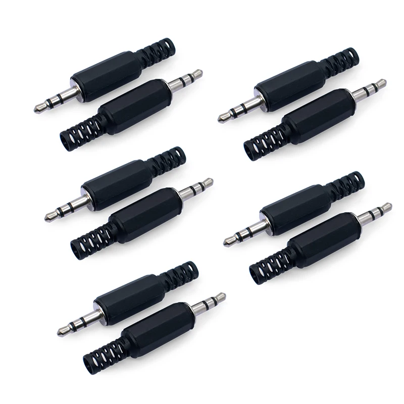 WAVGAT 10 pcs Black Plastic Housing 3.5mm Audio Jack Plug HeadPhone Connector