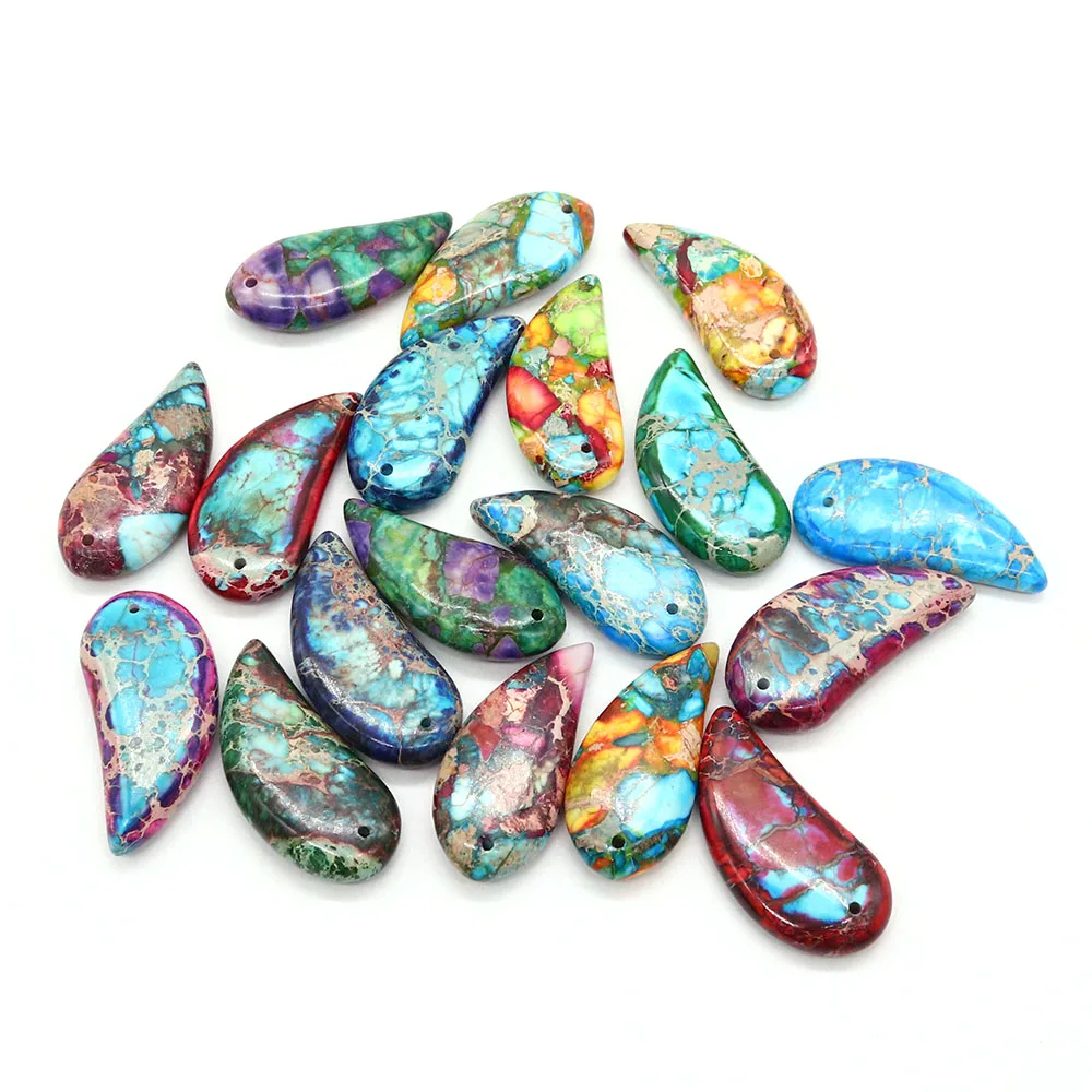 16x34mm 2PCS Natural Stone Pendants Irregular Shape Multicolor Emperor Stone Charms for Jewelry Making DIY Earring Accessories - Image 4