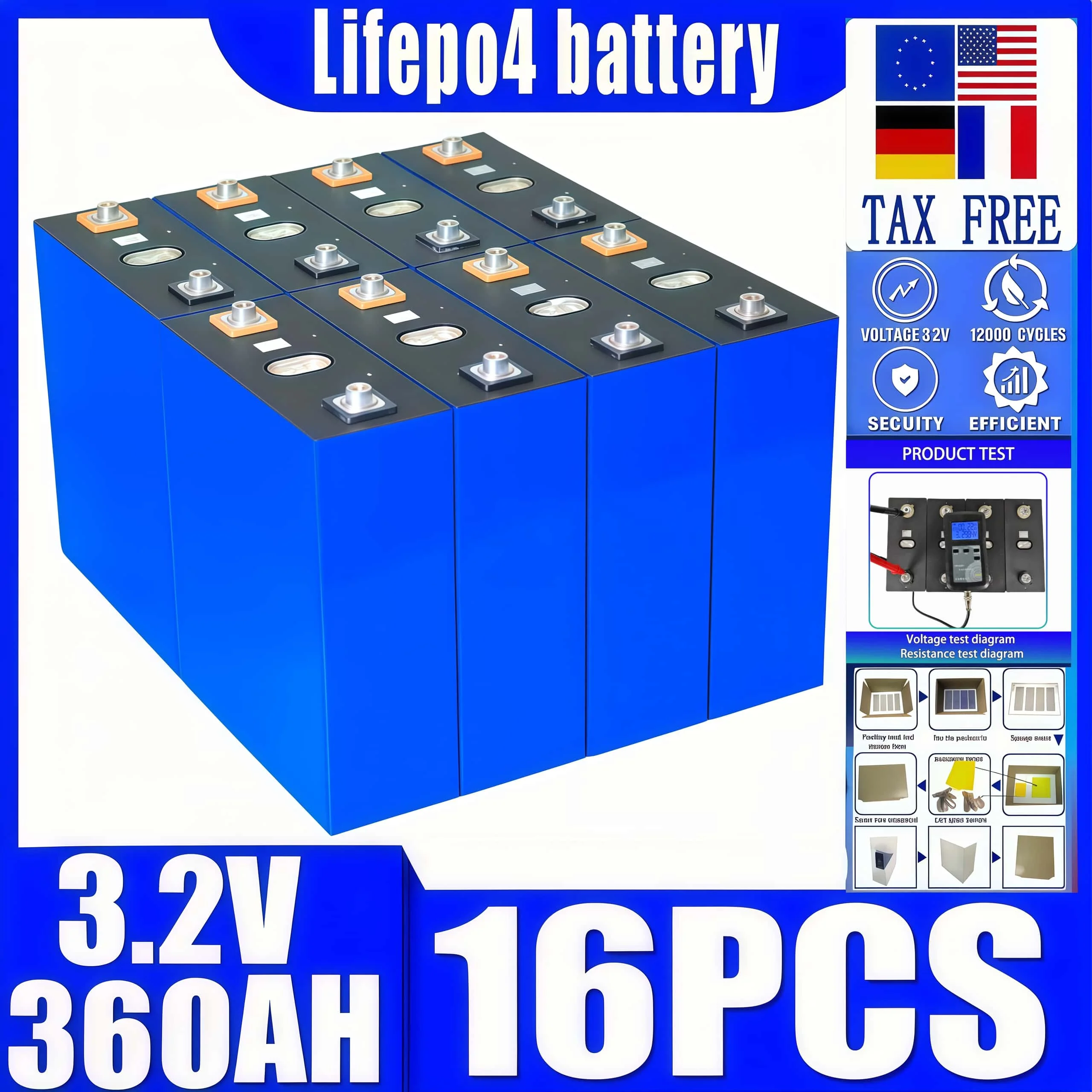 

16 шт. новые 360AH 340AH 100AH LiFePO4 3,2 В электромобиль корабль солнечная система ячейки подходят для DIY olf солнечная энергия кемпинга