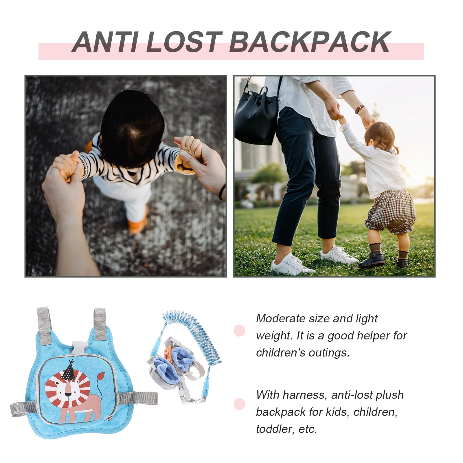 Leash Anti-lost Vest for Children Toddler Safety Harness Leashes Kids Wrist Toddlers Backpack