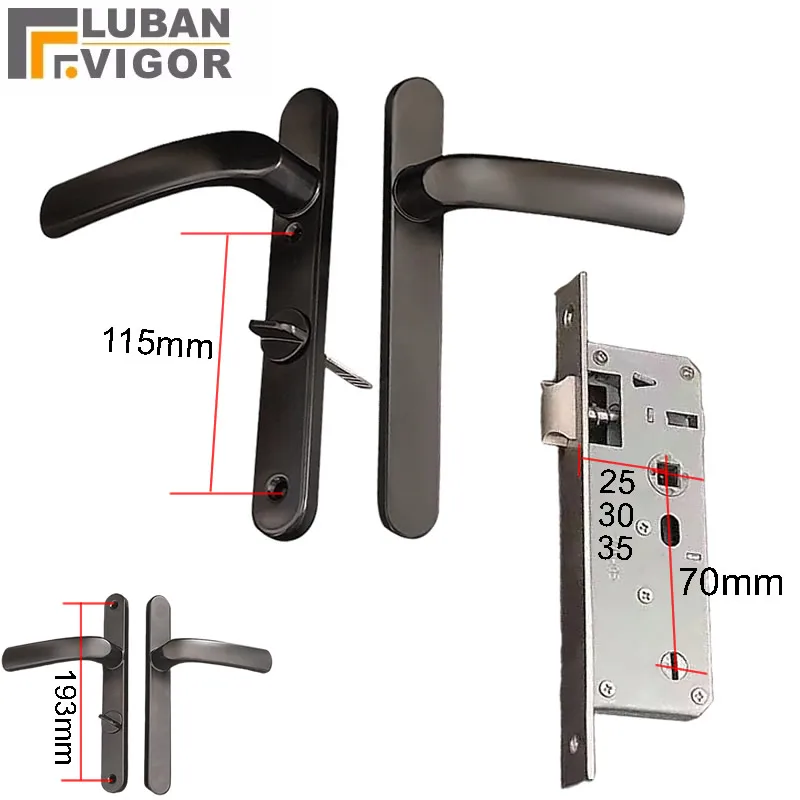 7025 7030 7035 Lock Body Door Handle Hole Pitch 115 193mm Aluminum Alloy Knob Anti Lock for Safe Passage Door Interior Door