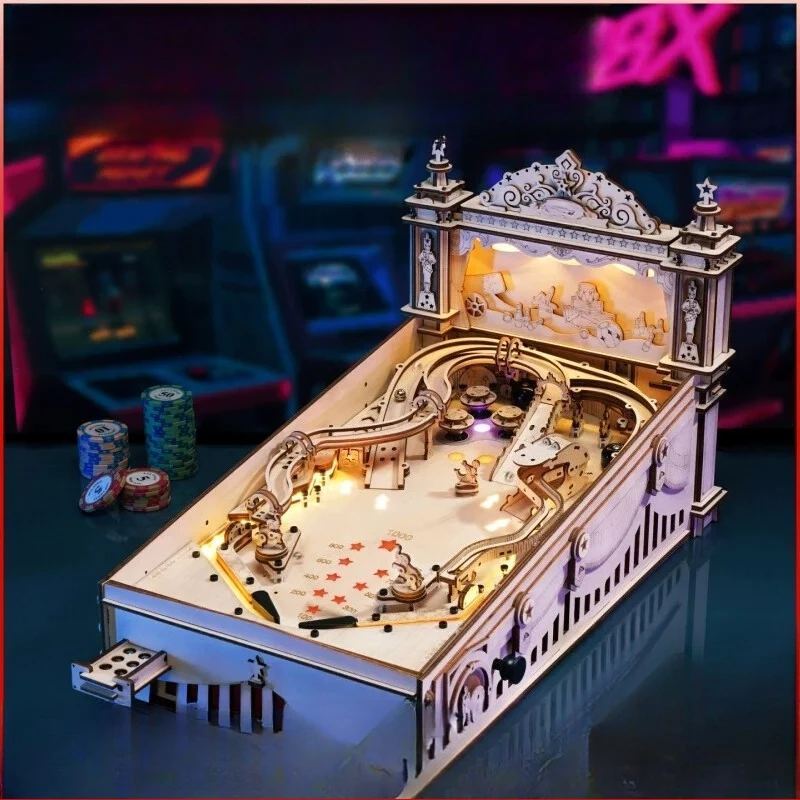 3D pinball wooden assembly three-dimensional desktop ornament, handmade gift for boyfriend