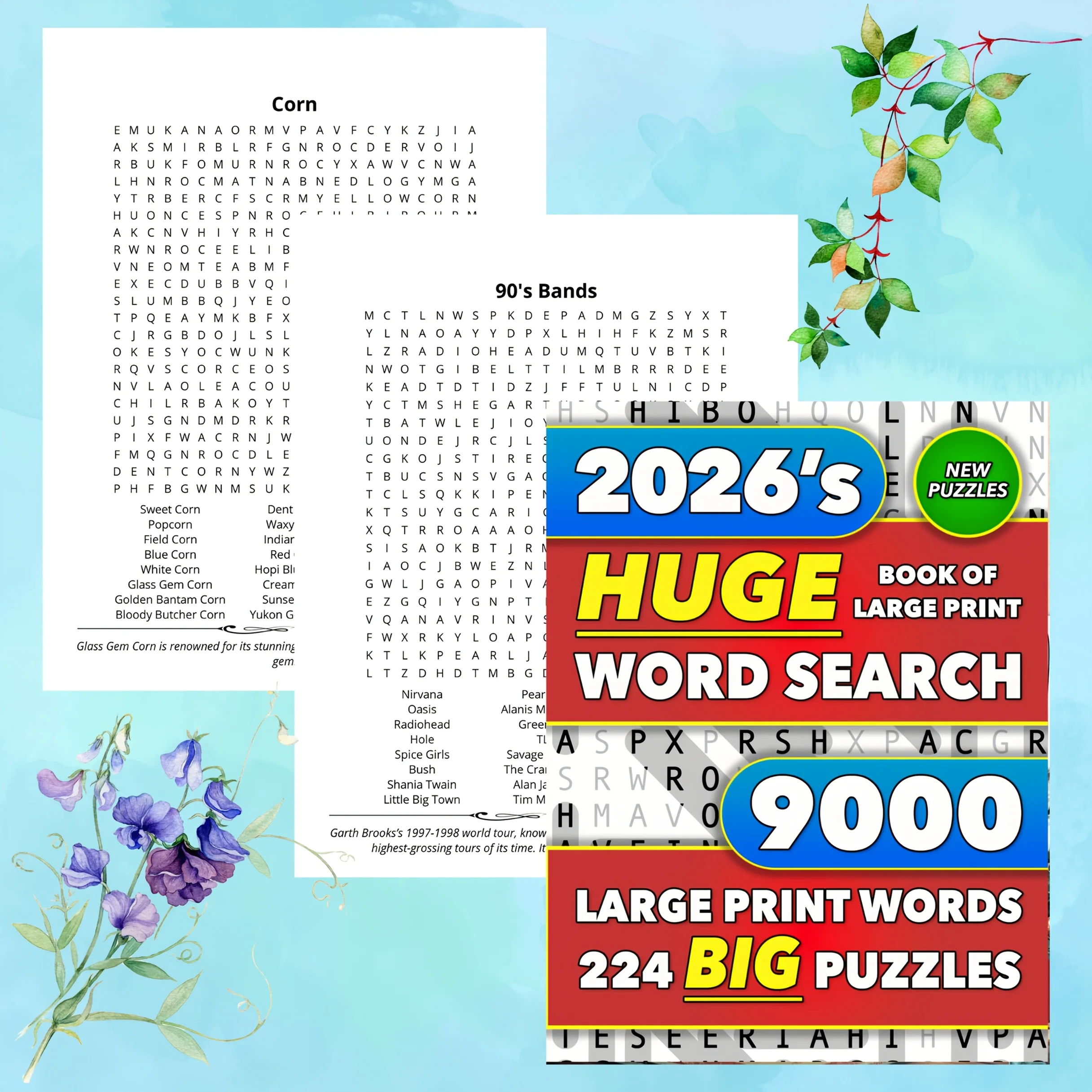 Crossword Collection Extra-Large Print 9000 Words Diverse Themes Memory Practice for Adults Seniors Enormous All Seasons Book