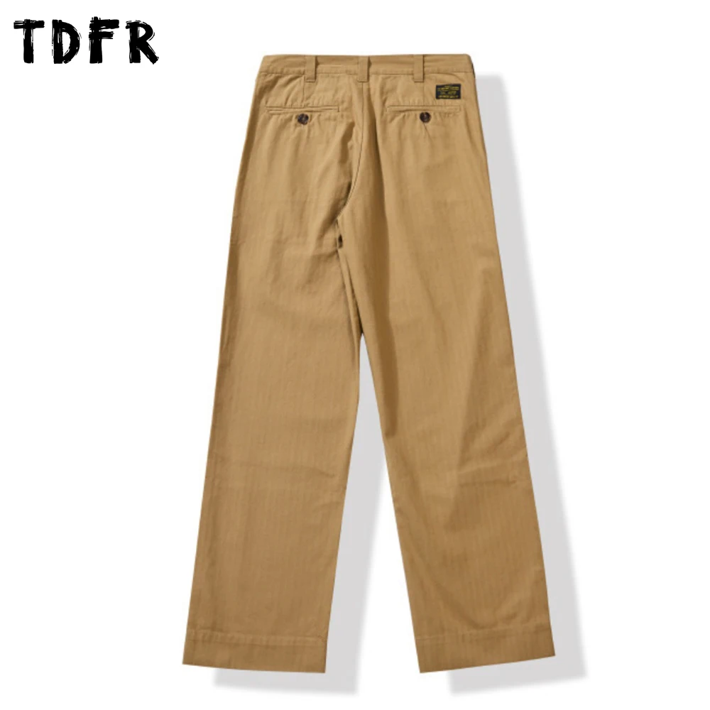 Solid Color Basic Cargo Pants Mens Pocket Retro Casual Simple Baggy Straight Trousers Man