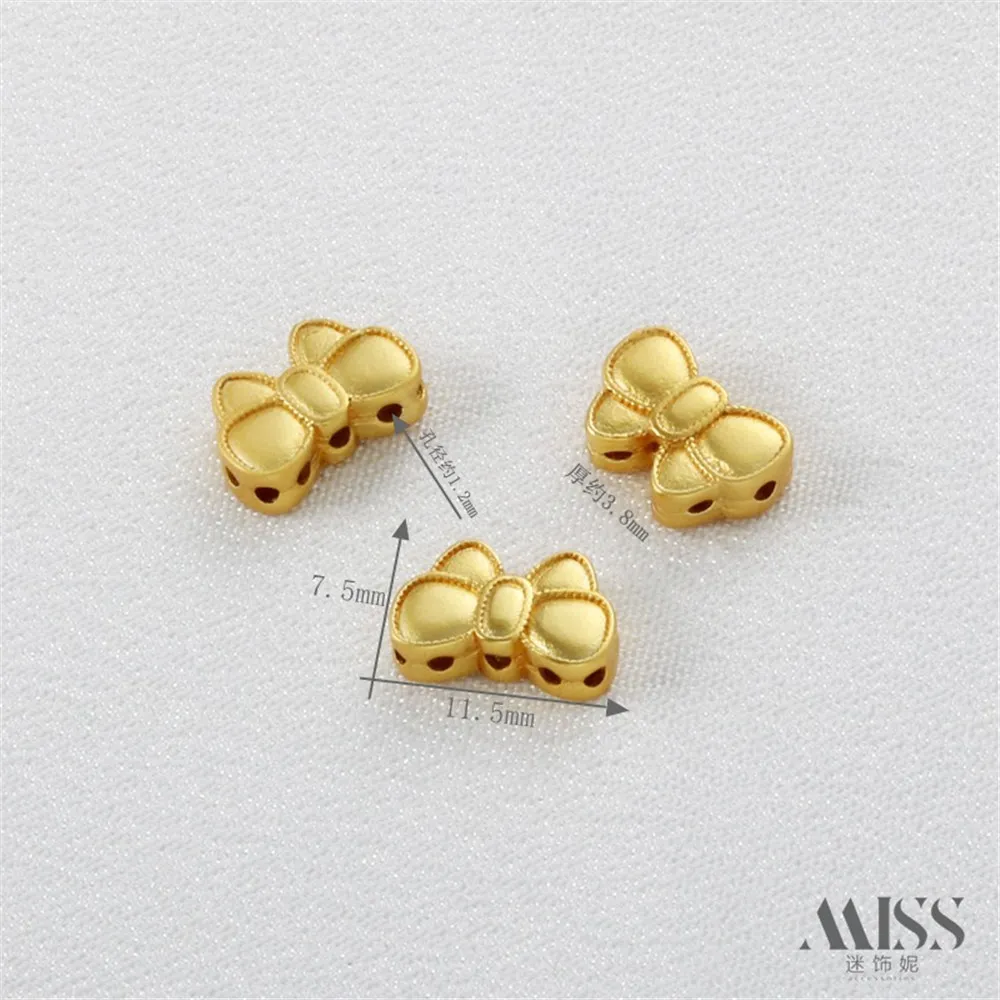 Matte Gold Bag Gold Color Retention 7.5mm × 11.5mm Through Hole Bow Bead Spacer DIY Bracelet Necklace Jewelry Accessories