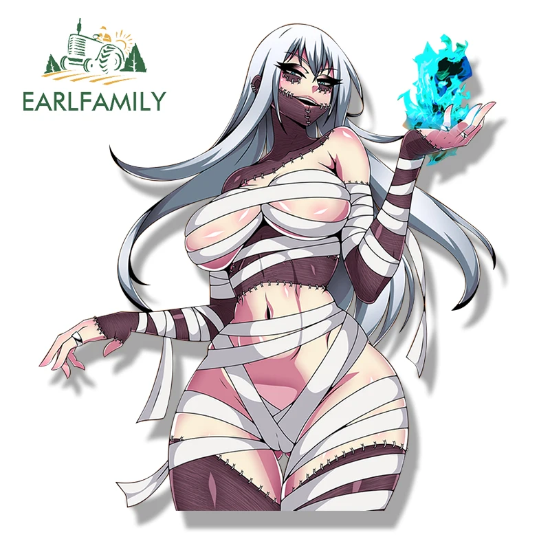 

EARLFAMILY 13cm x 12cm Bandage Dabi Girl Fanart Car Sticker Blue Flame JDM Car Motorcycle Helmet Decal NSFW Cartoon Car Styling