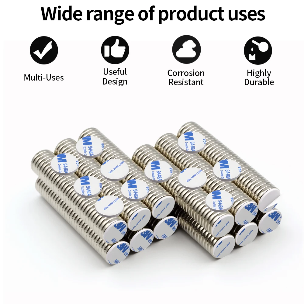 10x2mm Super Powerful Magnet Neodymium With double-sided adhesive Magnet Round NdfeB N35 Strong Refrigerator Magnets