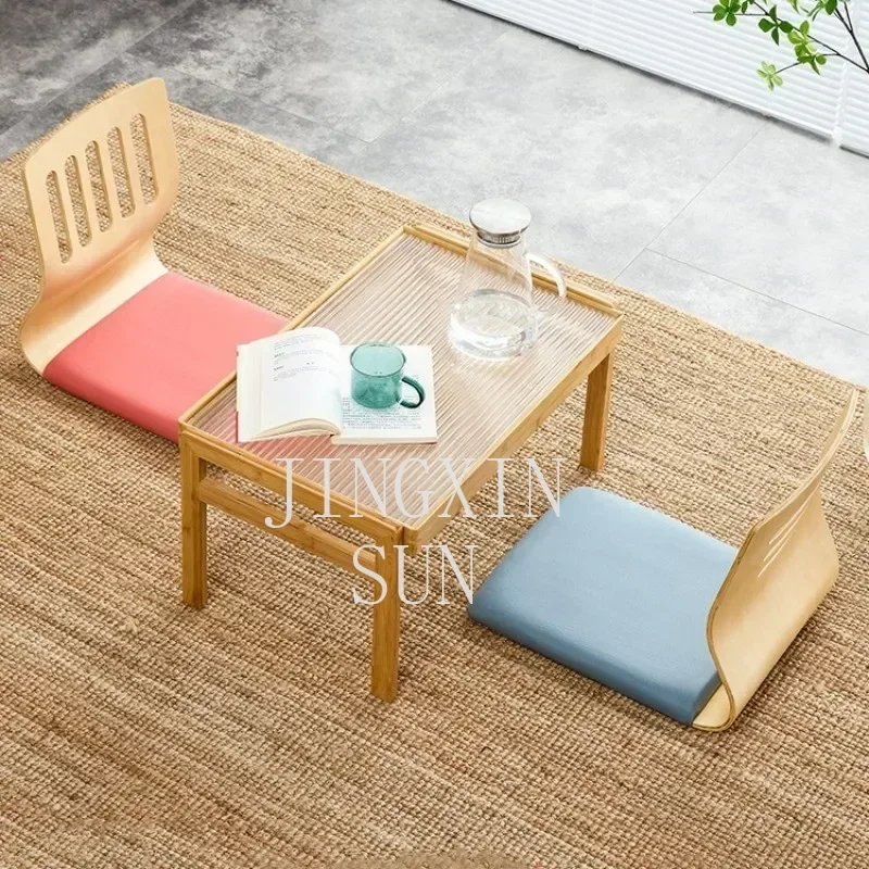 (4 unids/lote) Silla de suelo japonesa diseño Tatami Zasiu sin patas Japón muebles de sala de estar respaldo de meditación ergonómico