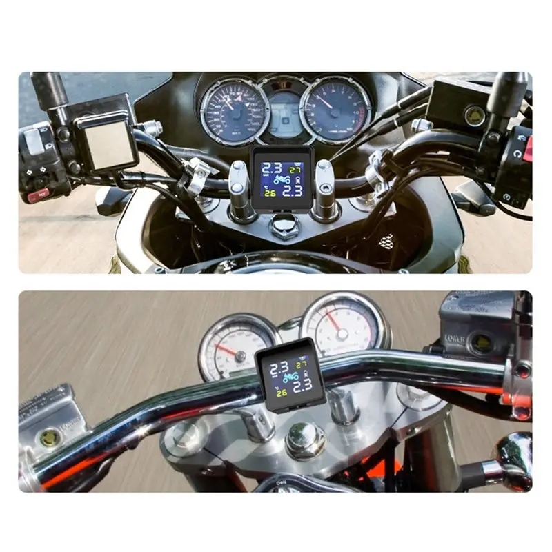 High-Precision TPMS Tire Pressure Monitoring System With Bluetooth For Solar Motorcycle Tyres Alarms 2 Sensors Included