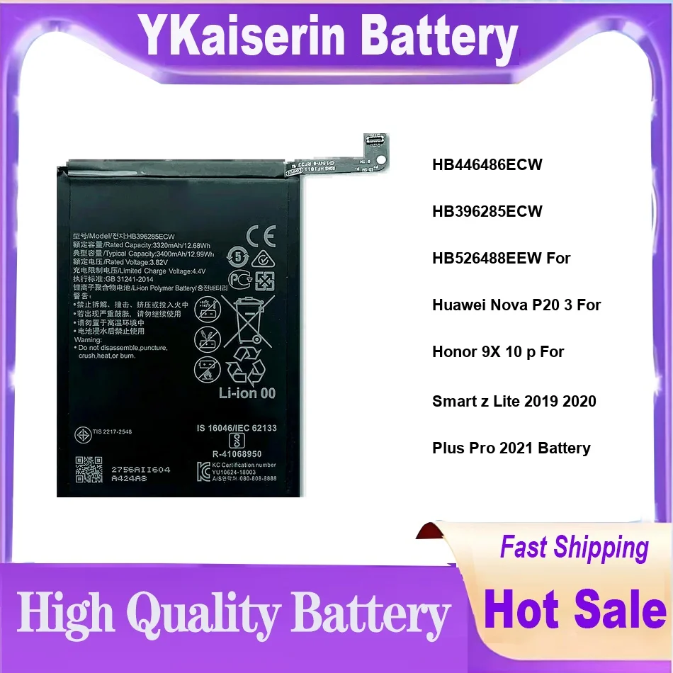 HB446486ECW HB396285ECW HB526488EEW For Huawei Nova P20 3 For Honor 9X 10 p For Smart z Lite 2019 2020 Plus Pro 2021 Battery
