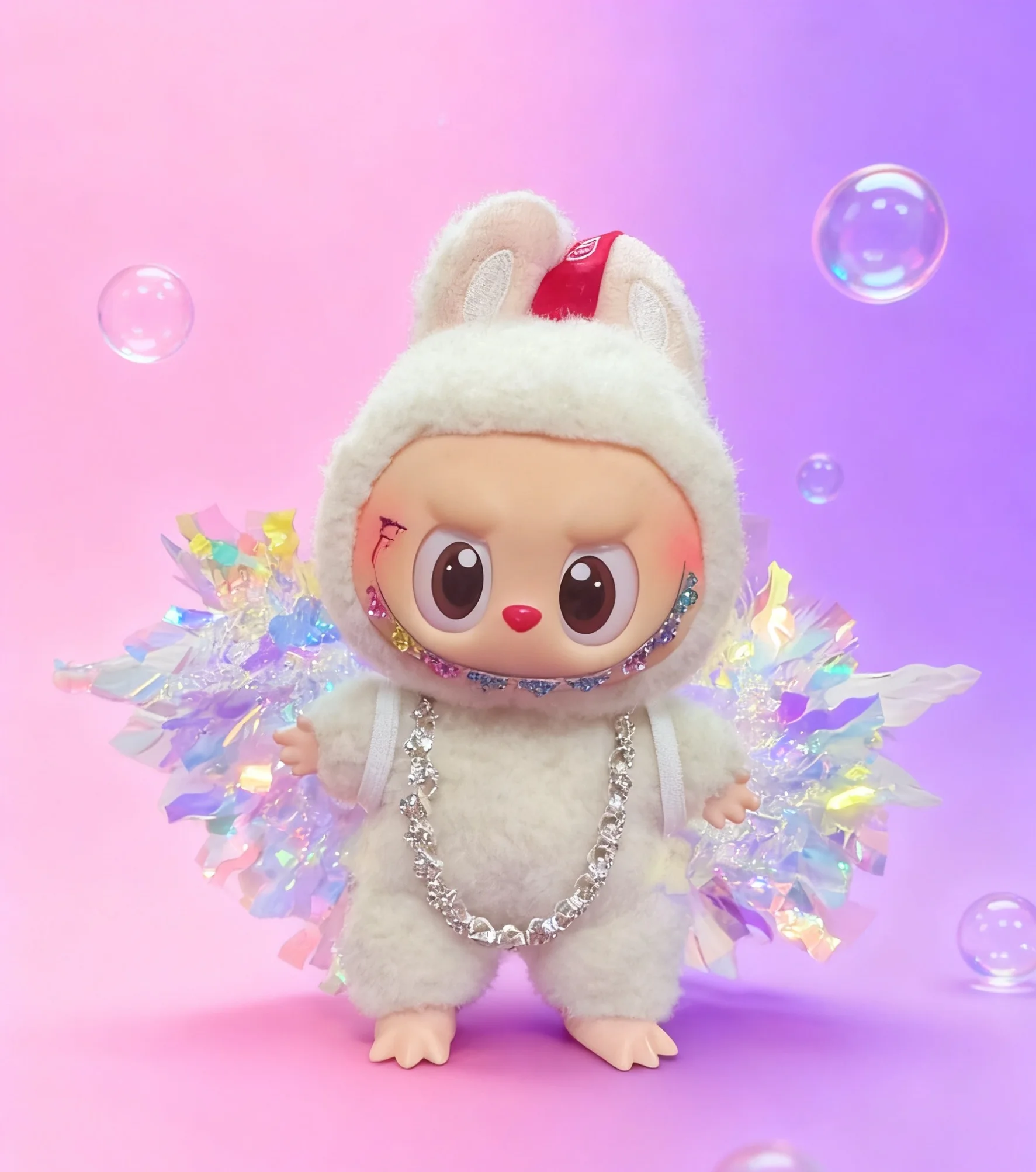 "أجنحة الملاك المتلألئة + مجموعة 10 قلادات ماسية لإكسسوارات دمية خرقة، زخارف متألقة رائعة لمجوهرات الأزياء الدمية