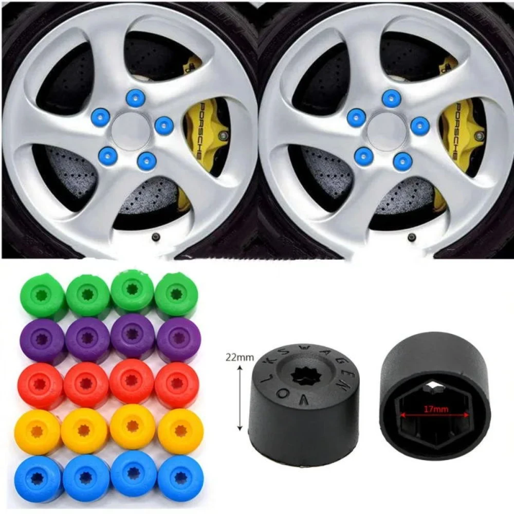 20pcs 17mm Wheel Lug Nut Bolt Cap Covers With Removal Tool Fit For Multiple Car Models Black Exterior Protection Accessory